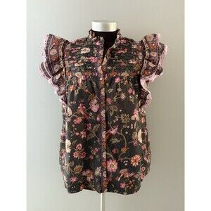 Sundance Black and Pink Floral Blouse